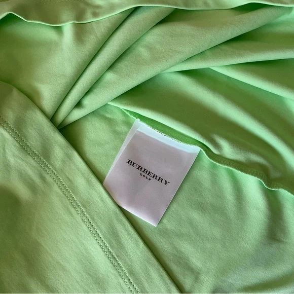 New Burberry Golf Neon Green  Short sleeve collar shirt - Picture 12 of 15